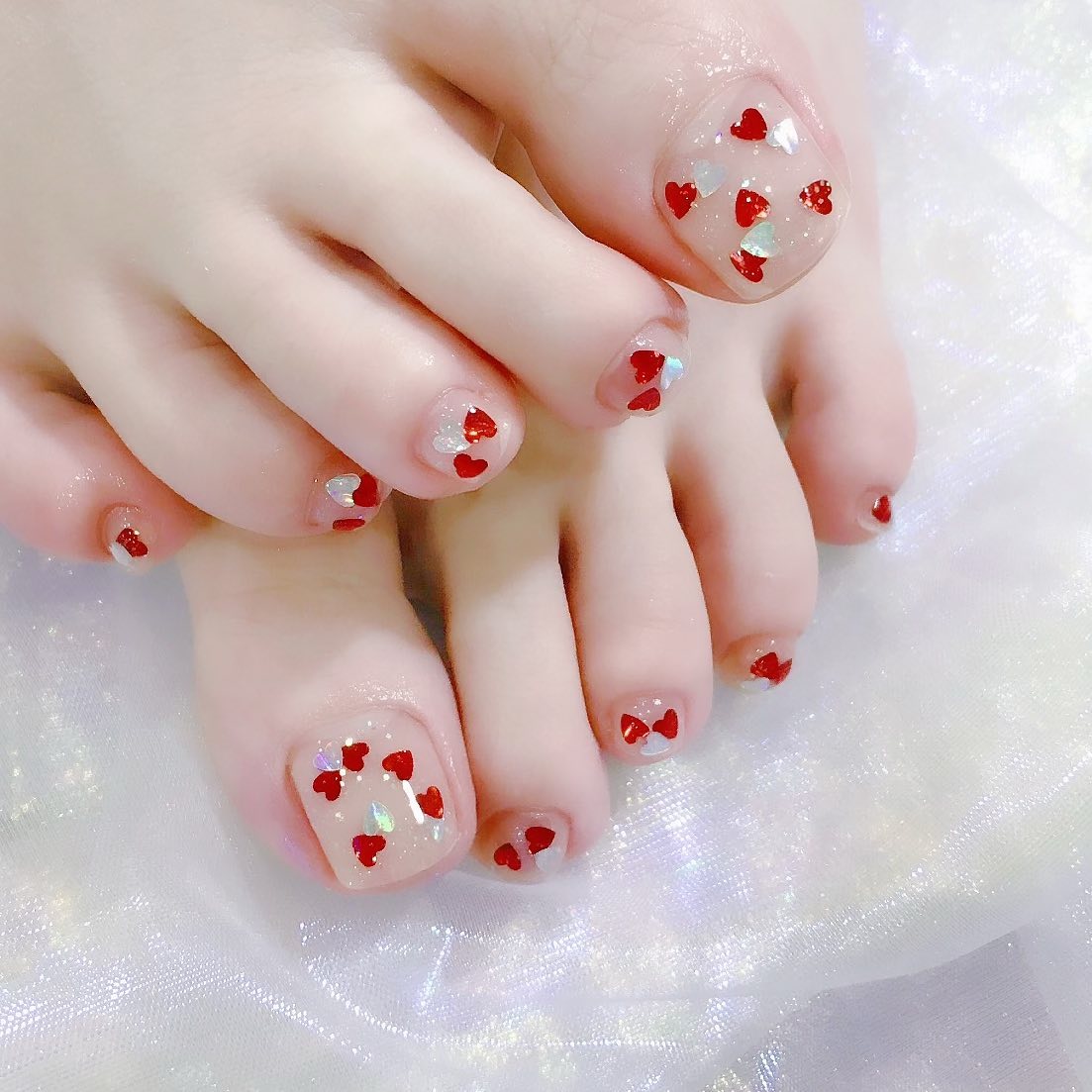 #ネイル,#ホログラムネイル,#ハートネイルのネイルデザイン