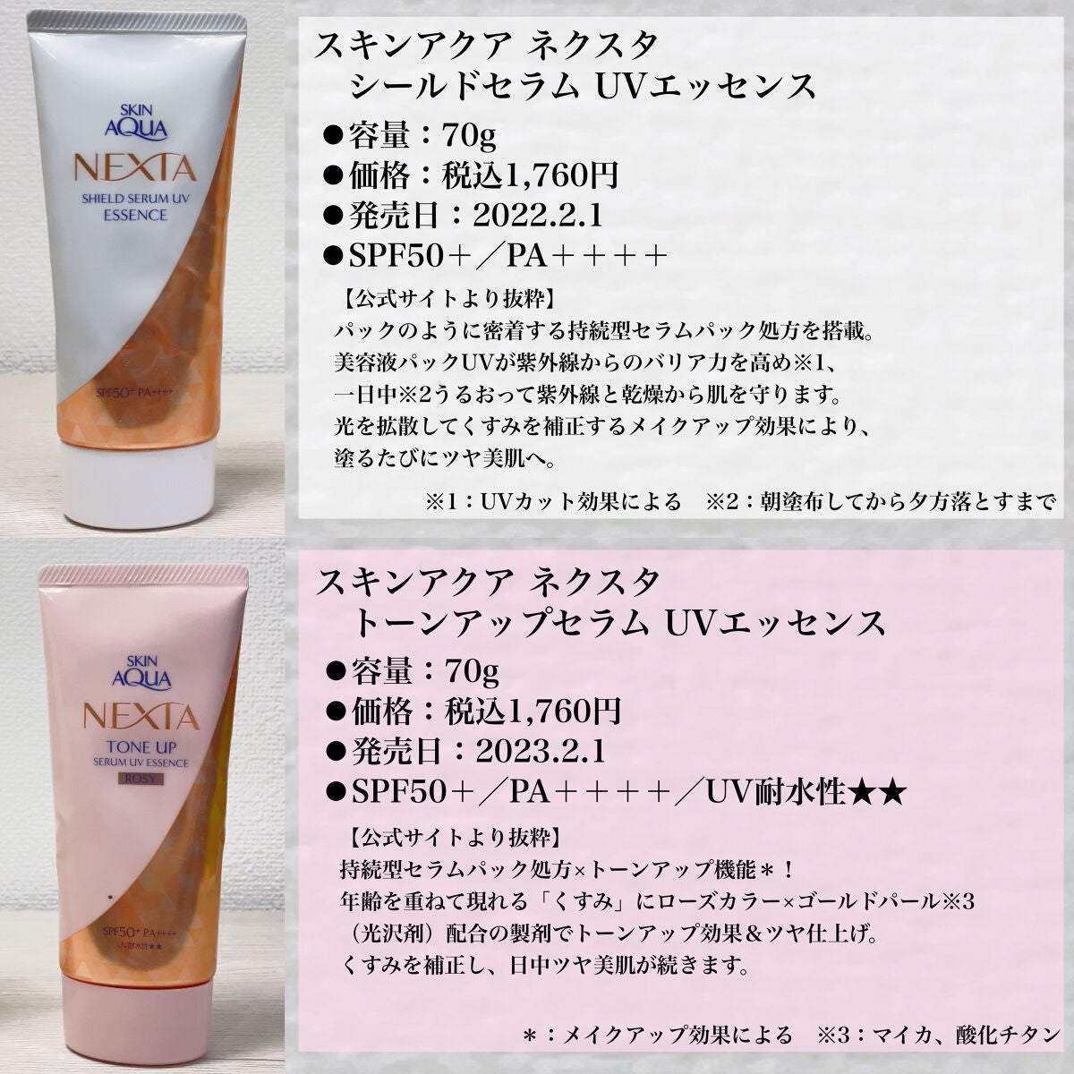 ネクスタ® シールドセラムUVエッセンス/スキンアクア/日焼け止めローションを使ったクチコミ(3枚目)