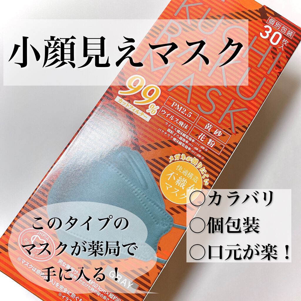 KUCHIRAKUMASK(GRAY)30枚入/ISDG 医食同源ドットコム/マスクを使ったクチコミ（1枚目）
