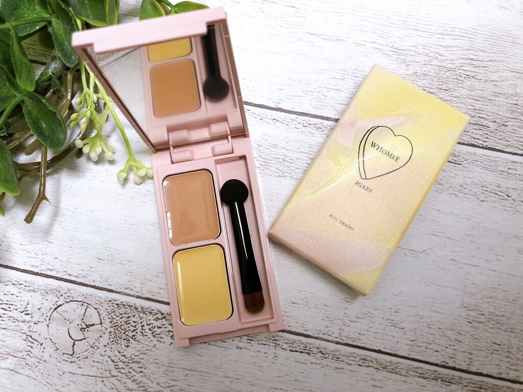 WHOMEE フーミー キニシーラーのクチコミ「2色入りのパレットタイプコンシーラー🎨
「ライトイエロー」を使用。
パッと見はちゃんと肌になじ.....」（1枚目）