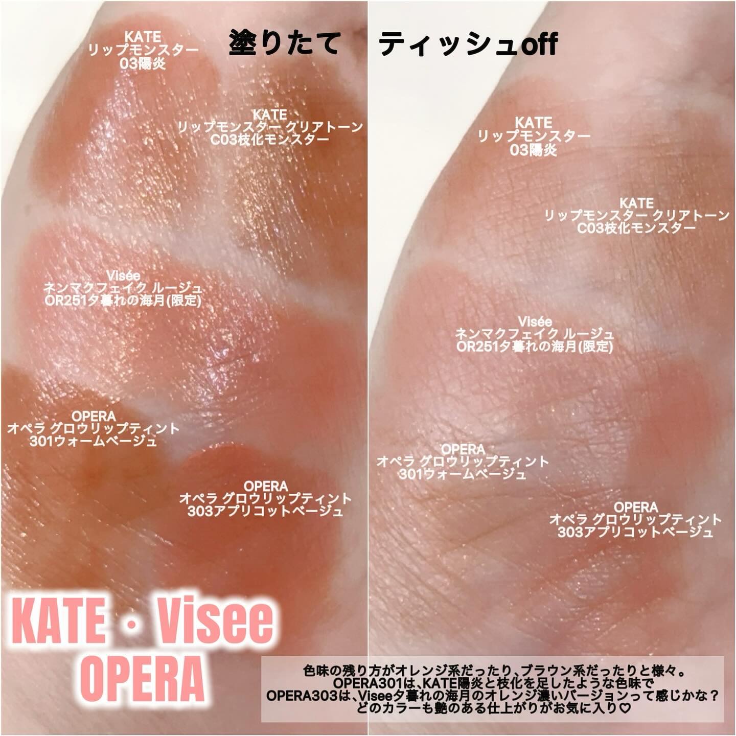 KATE・Visée・OPERAの口紅・グロス・リップライナー・リップケアを使っ