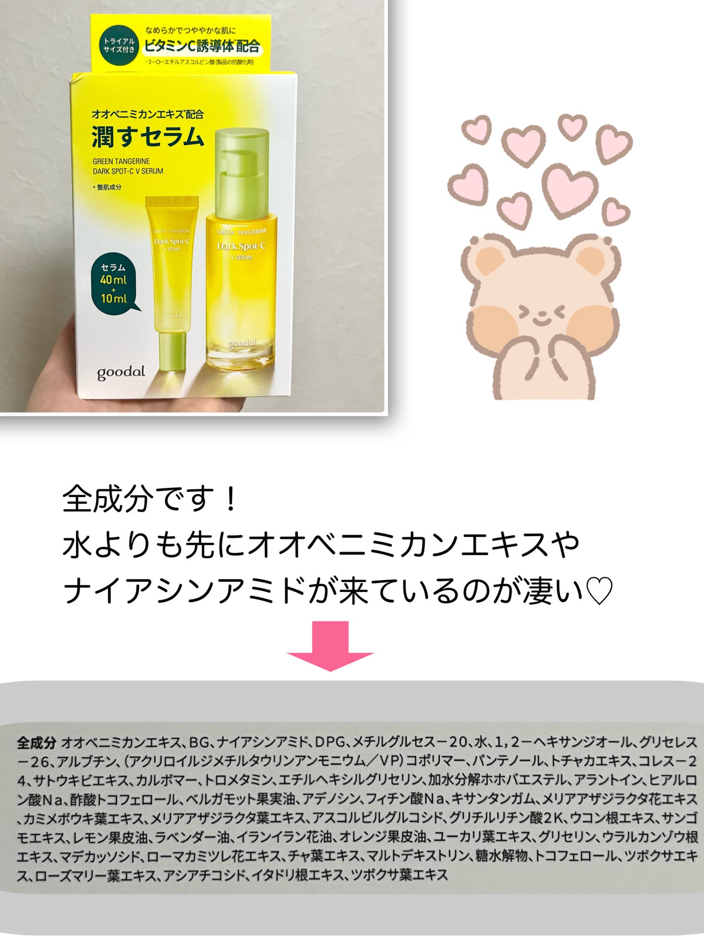 グリーンタンジェリン ビタC ダークスポットケアセラム/goodal/美容液を使ったクチコミ(4枚目)