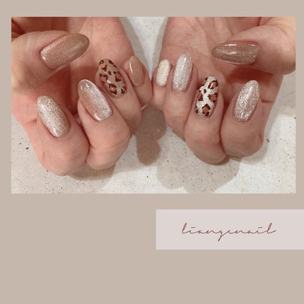 #リアンジェネイル,#柏ネイル,#ネイル,#レオパードネイル,#秋ネイル,#マグネットネイルのネイルデザイン