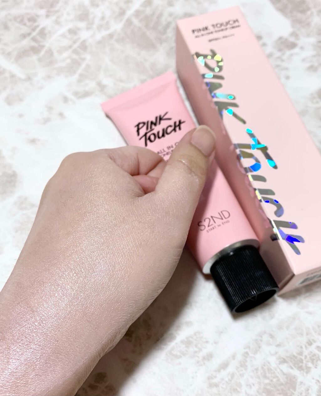 ピンクタッチ UVトーンアップクリーム/S2ND/化粧下地を使ったクチコミ（3枚目）
