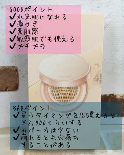 NUDISM MOIST COVER CUSHION/CLIO/クッションファンデーションを使ったクチコミ(2枚目)