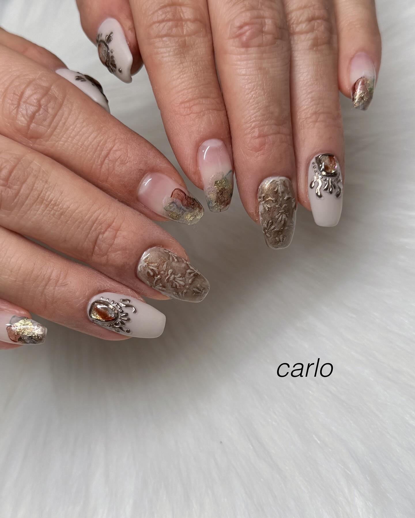 #ネイル,#手書きネイル,#ニュアンスネイル,#マグネットネイル,#トレンドネイルのネイルデザイン