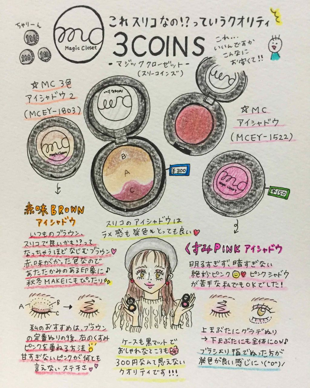 MC3色アイシャドウ/MAGIC CLOSET/アイシャドウパレットを使ったクチコミ（1枚目）