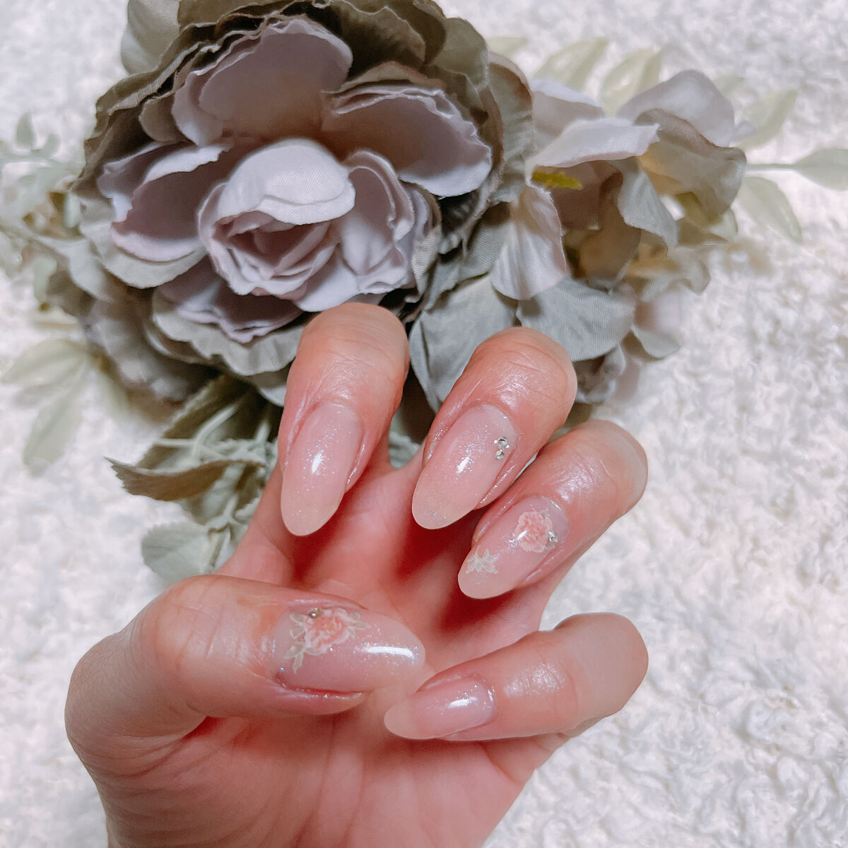 #ネイル,#オフィスネイル,#ジェルネイル,#シンプルネイル,#薔薇ネイル,#ピンクネイルのネイルデザイン