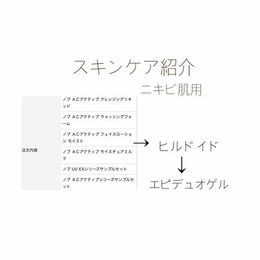 今日はスキンケア紹介です。
使い始めて2ヶ月ですがかなり良くなりました！

まずは、ノブシリーズ
私はエピデュオゲルを使ってるのでとても肌が敏感でした、肌に合う化粧品が欲しくて、
今まで合う化粧品に出会