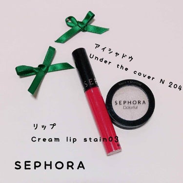 SEPHORA Rouge veloute sans transfert Cream lip stainのクチコミ「▷今回は海外コスメのSEPHORAです.*･ﾟ

SEPHORAのアイシャドウとリップです！
.....」（1枚目）