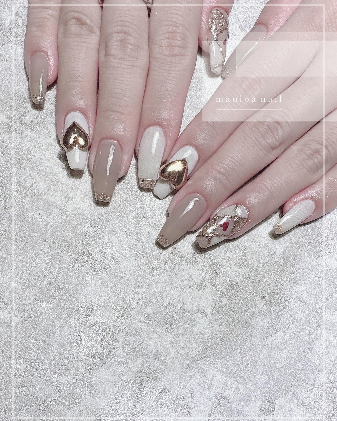 mauloa_nail on LIPS 「・ ハートとタイル柄😋🩷いつもありがとうございます✨・・・ネイ..」(1枚目)