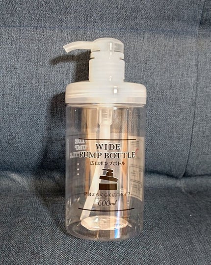 広口ポンプボトル(詰替えらくらく広口タイプ・600ml)/セリア/バスグッズを使ったクチコミ(1枚目)