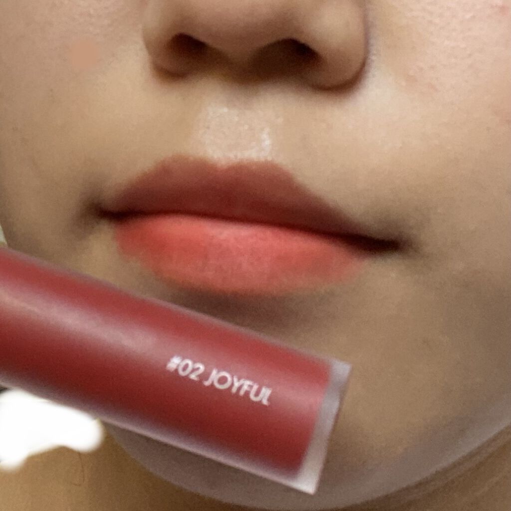 ゼロベルベットティント 02 ジョイフル(JOYFUL)/rom&nd/リップティントを使ったクチコミ（3枚目）