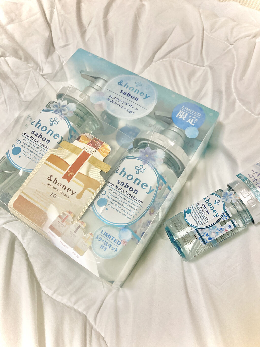 ディープモイスト 限定エメラルドグリーンサボン  シャンプー＆ヘアトリートメントペアセット/&honey/シャンプー・コンディショナーを使ったクチコミ（1枚目）