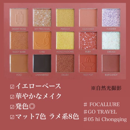 GO TRAVEL 15色アイシャドウパレット/FOCALLURE/アイシャドウパレットを使ったクチコミ(2枚目)