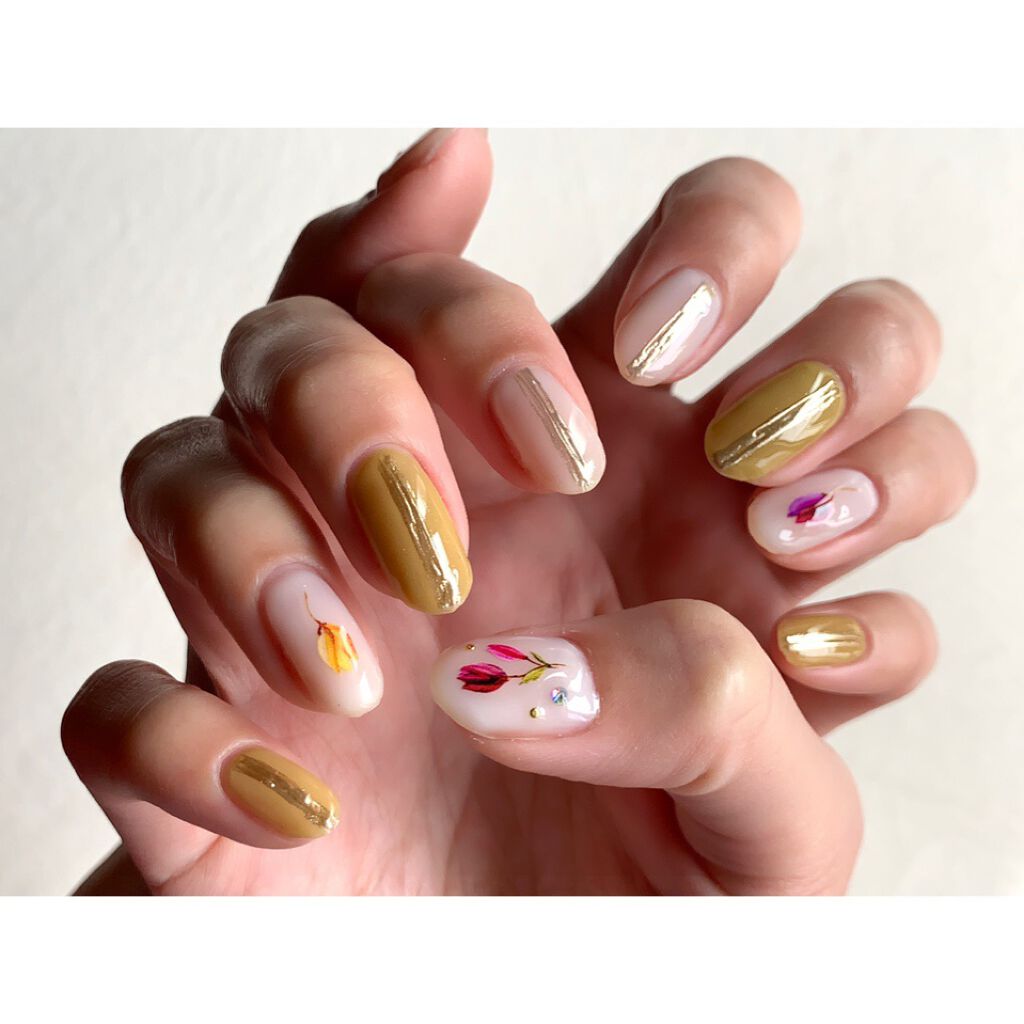 #チューリップネイル,#春ネイル,#セルフジェルネイルのネイルデザイン