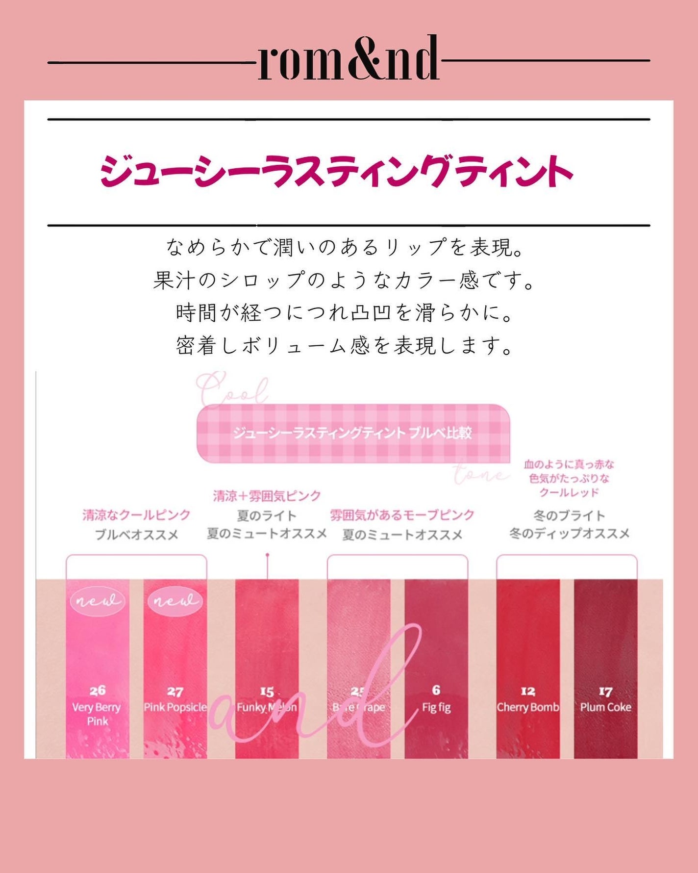 ジューシーラスティングティント/rom&nd/リップティントを使ったクチコミ(2枚目)