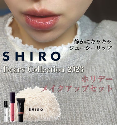 SHIRO ホリデーメイクアップセットのクチコミ「「シマーガーネット」という色名通り、ラメが宝石みたいにチラチラ光る💎華やかな色だけど、ラメが繊.....」（1枚目）