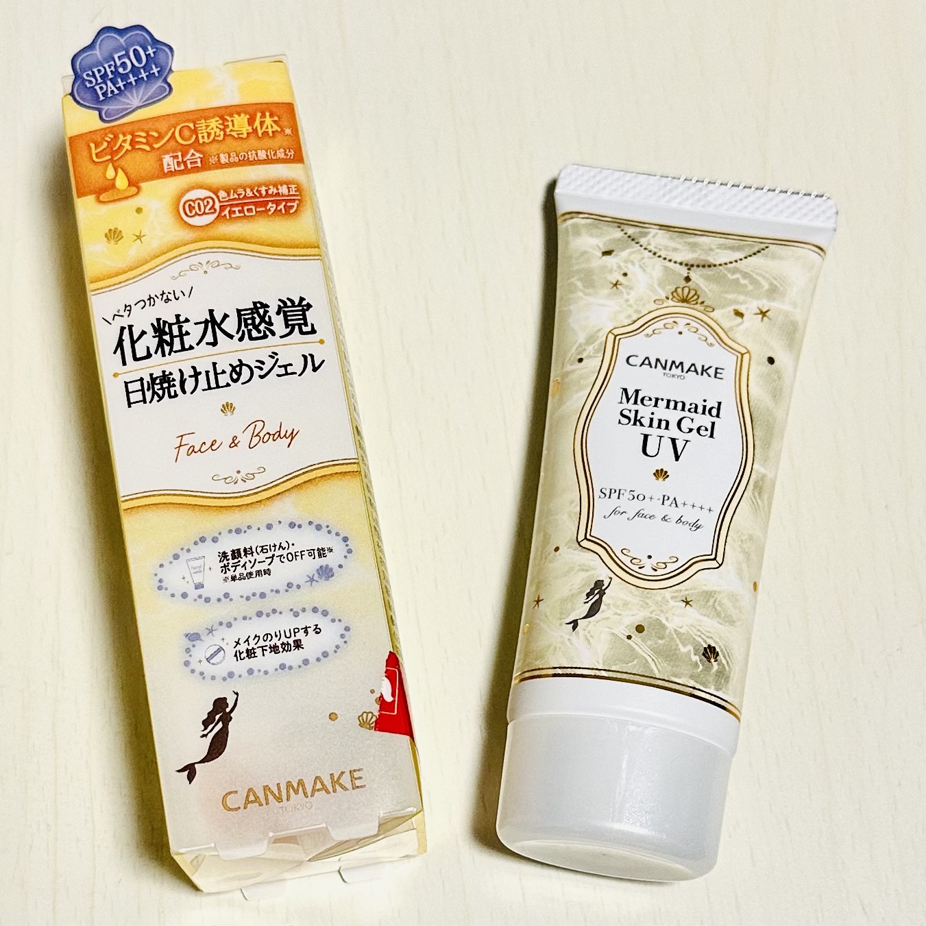 マーメイドスキンジェルUV C02 サニーイエロー/キャンメイク/日焼け止めジェルを使ったクチコミ（2枚目）