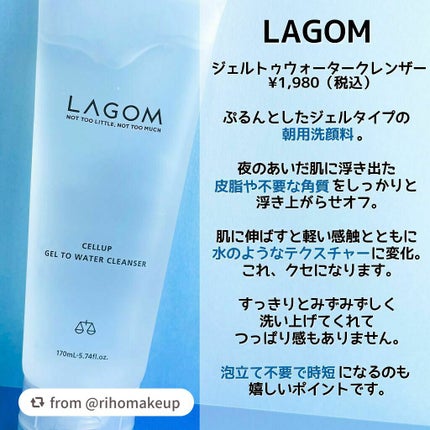ラゴム ジェルトゥウォーター クレンザー(朝用洗顔)/LAGOM /その他洗顔料を使ったクチコミ(2枚目)