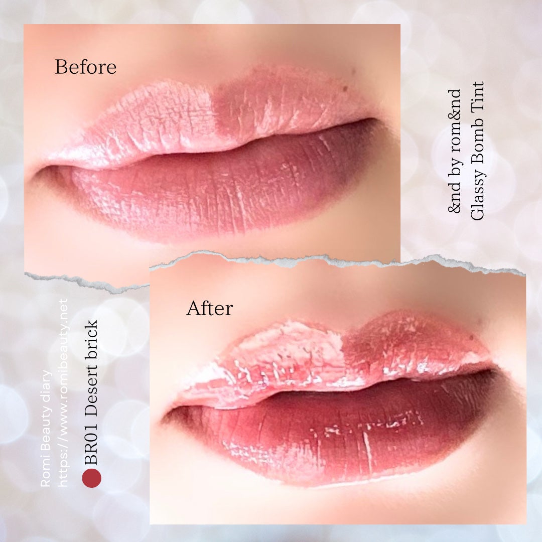 グラッシーボムティント/&nd by rom&nd/リップティントを使ったクチコミ(4枚目)