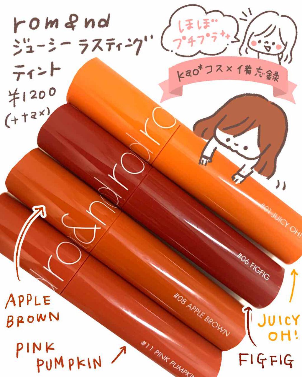 ジューシーラスティングティント/rom&nd/リップティントを使ったクチコミ（1枚目）