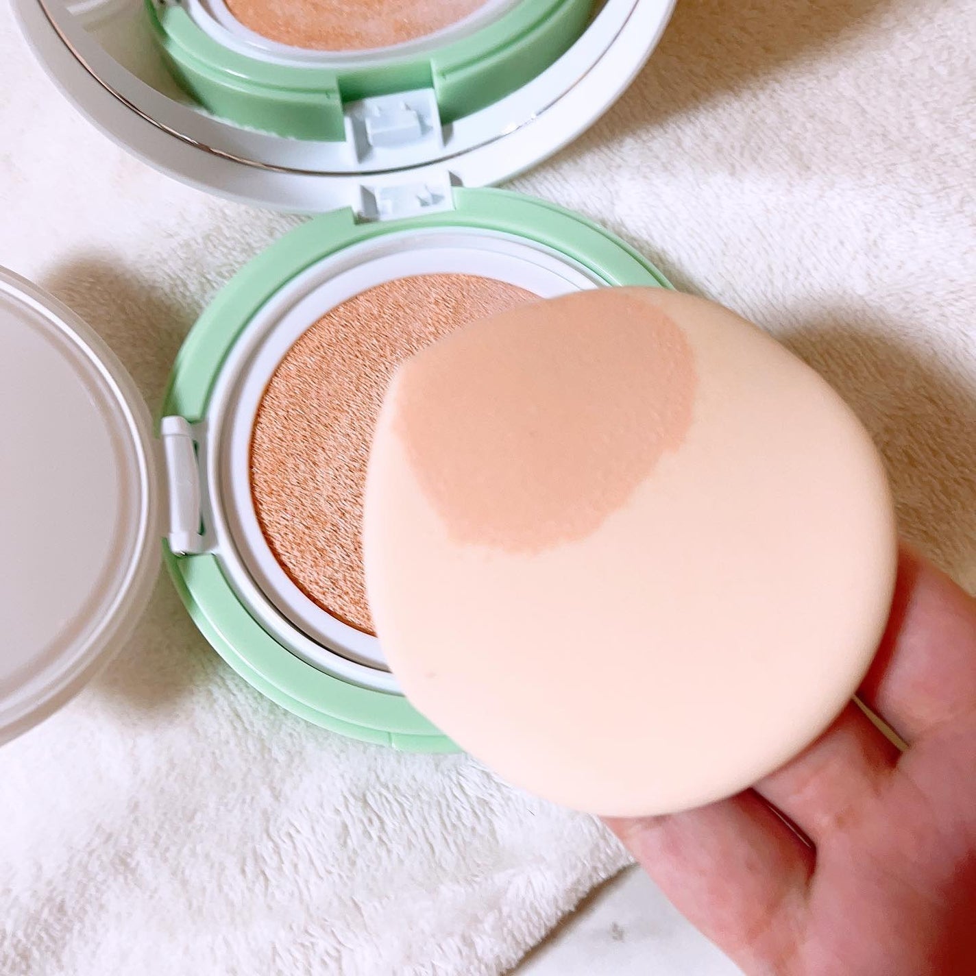 ティーツリーデイデイトーンアップサンクッション/NOWATER/日焼け止めローションを使ったクチコミ(4枚目)