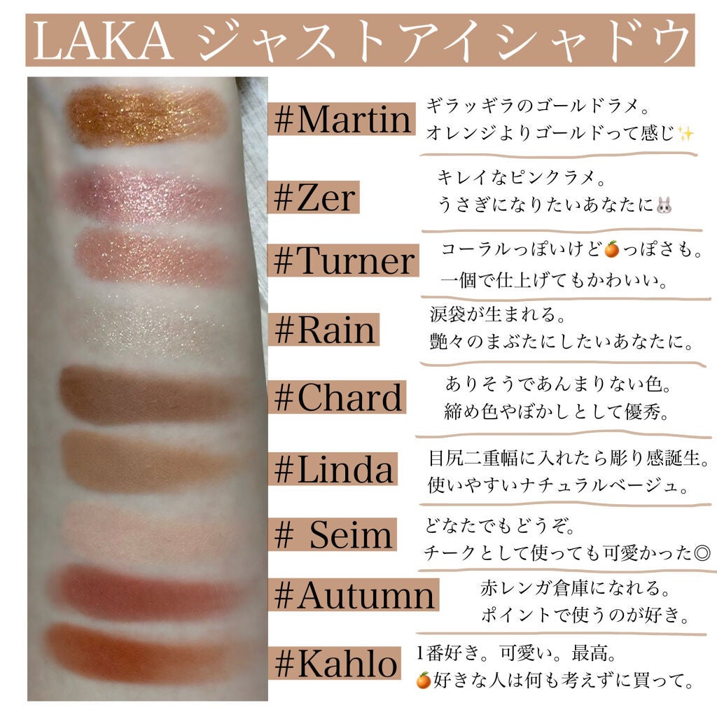 ジャストアイシャドウ/Laka/単色アイシャドウを使ったクチコミ(2枚目)