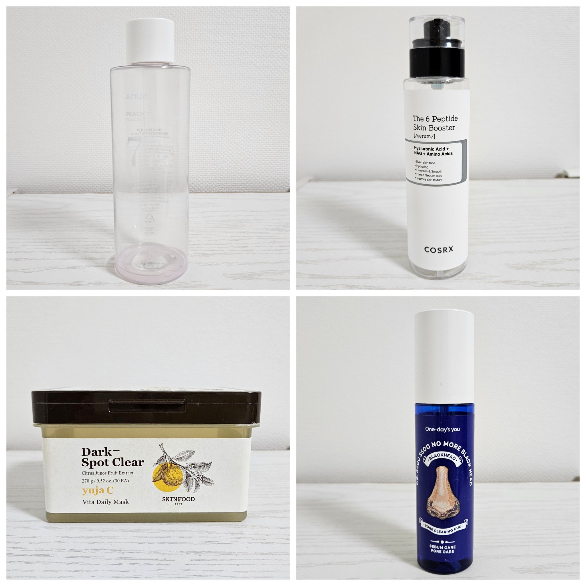 【使いきり・断捨離】
Anua
桃77％ナイアシンエッセンストナー 250ml

家族に譲ろうと思ってましたがやっぱり良い
メイク前のスキンケアに使うと
ノリが良いし、ベースメイクを邪魔しない!!
またリピ買い予定です。

COSRX
RX