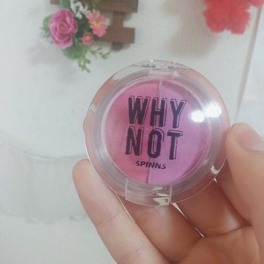 DAISO WHY NOT SPINNS 2色チーク ハイライトローライトのクチコミ「WHY NOT SPINNSの
2カラー入ってるチークを買いました☺️

結論から言うとこのカ.....」（1枚目）