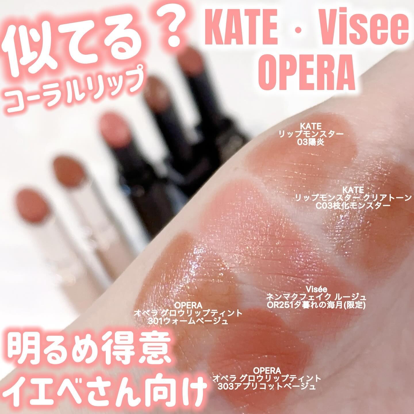 KATE・Visée・OPERAの口紅・グロス・リップライナー・リップケアを使っ