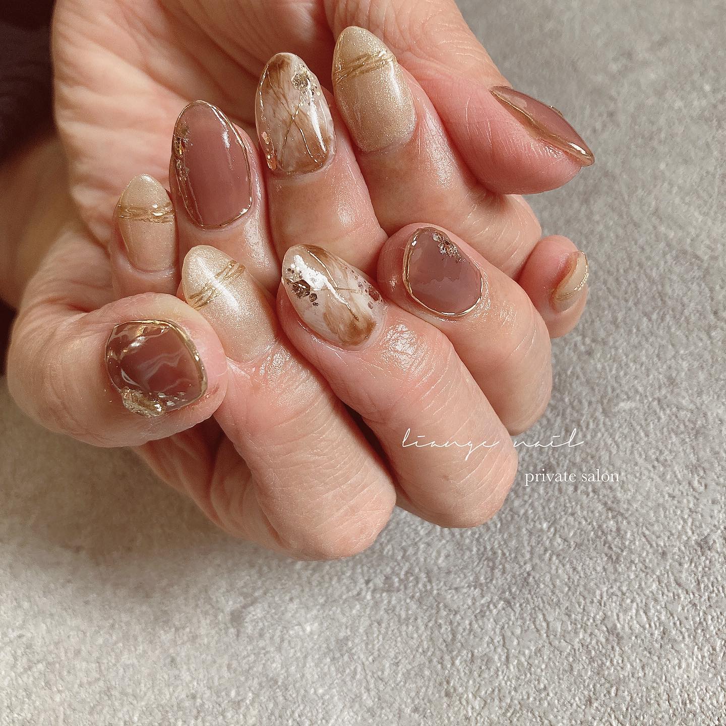 #リアンジェネイル,#柏ネイル,#ネイル,#ニュアンスネイル,#大人ニュアンスネイル,#秋ネイル,#冬ネイル,#ミラーネイル,#天然石ネイルのネイルデザイン