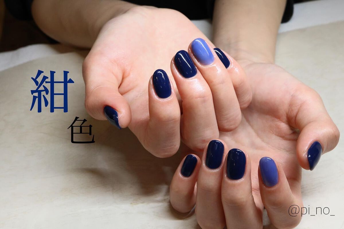 #ネイビーネイル,#冬ネイルのネイルデザイン