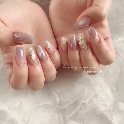 #ネイル,#大人ニュアンスネイル,#ニュアンスネイル,#ジェルネイル,#ミラーネイル,#シェルネイル,#春ネイル,#パープルネイル,#天然石ネイルのネイルデザイン