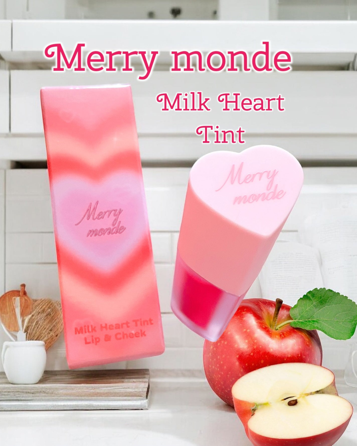 ミルクハートティントリップアンドチーク/Merrymonde/リップティントを使ったクチコミ(3枚目)