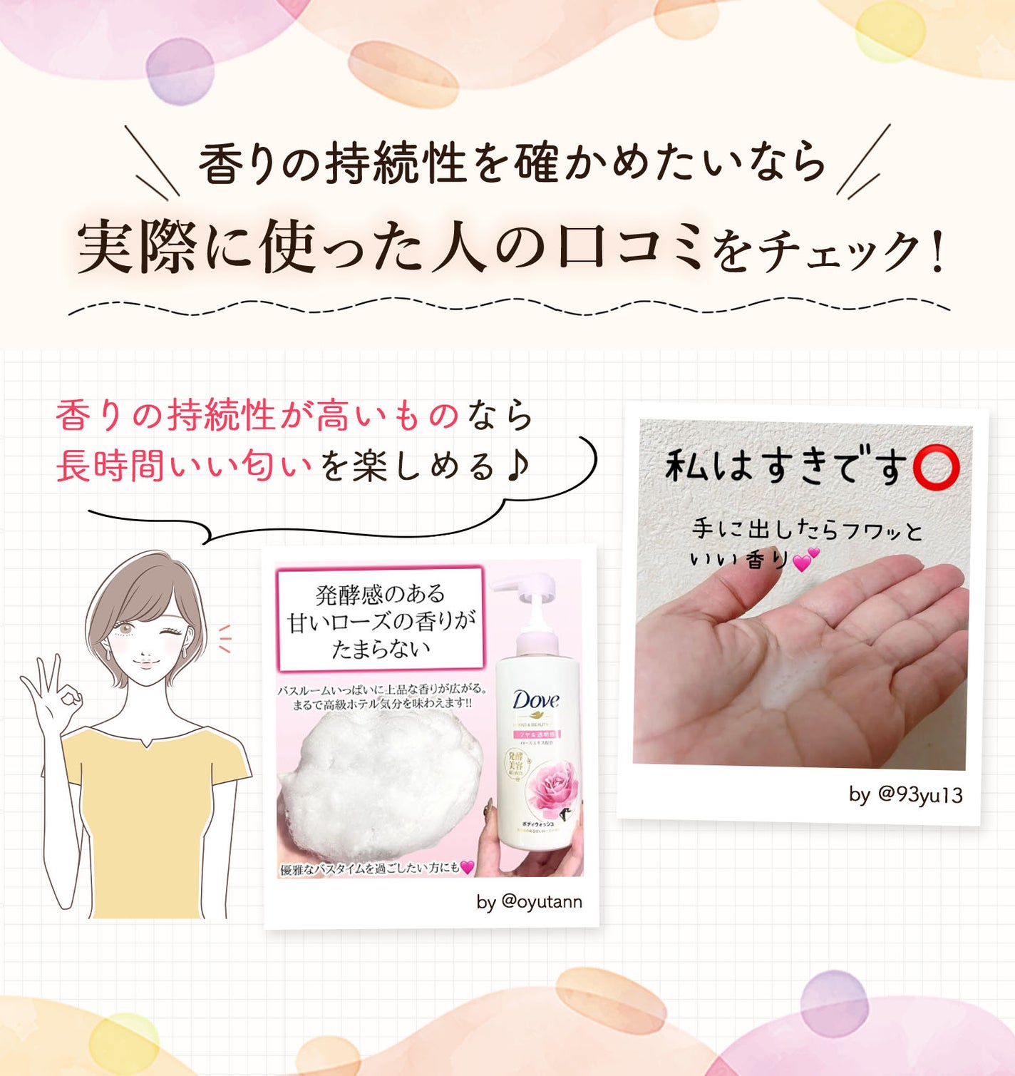 香りの持続性を確かめたいなら実際に使った人の口コミをチェック!香りの持続性が高いものなら長時間いい匂いを楽しめる♪