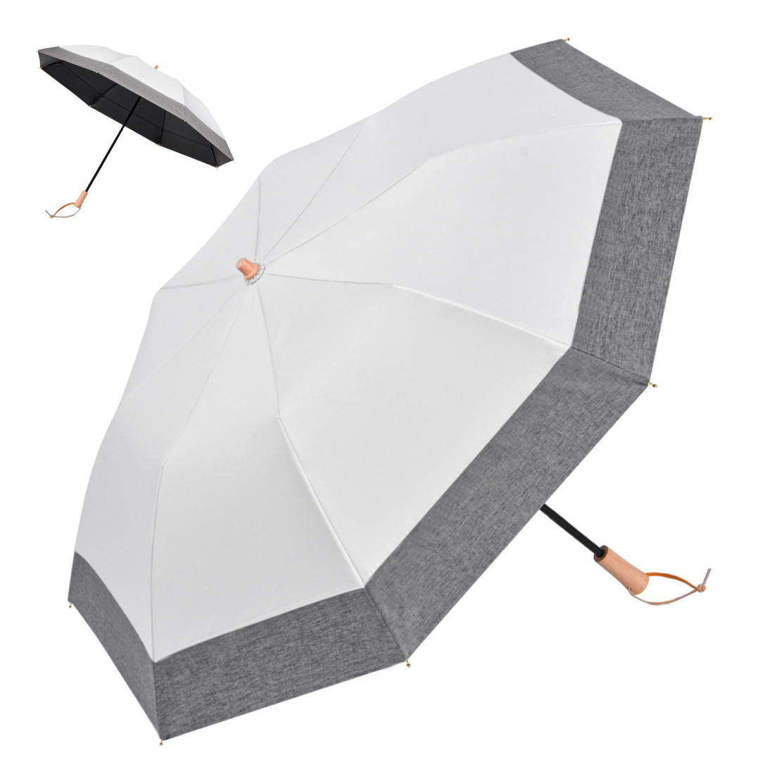 solshade023 ワンアクション収納日傘 ホワイト-杢グレー