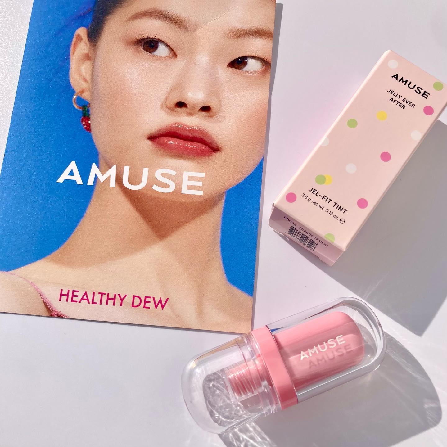 ジェルフィットティント 01 モモジェリー/AMUSE/リップティントを使ったクチコミ（2枚目）