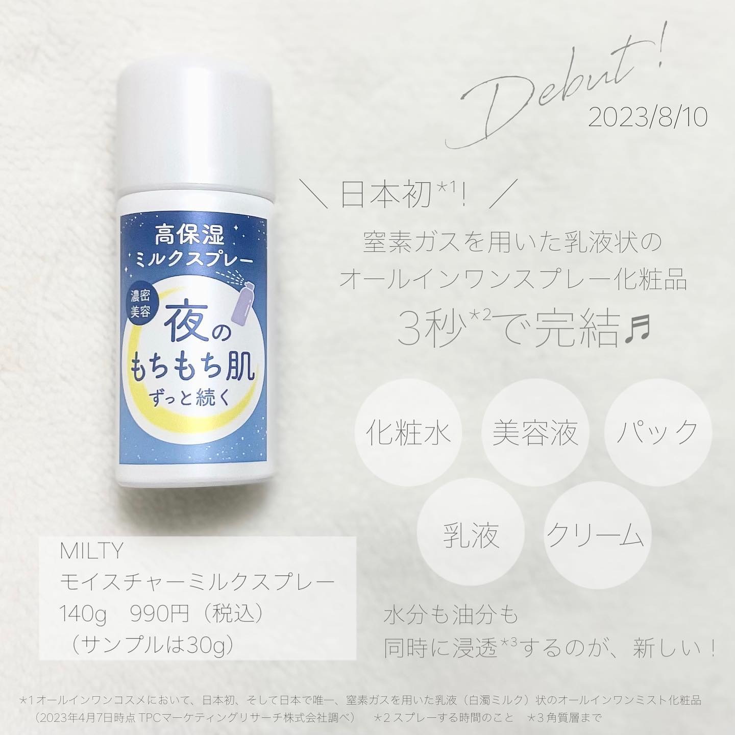 ミルティー モイスチャーミルクスプレー/ナリスアップ/オールインワン化粧品を使ったクチコミ（2枚目）