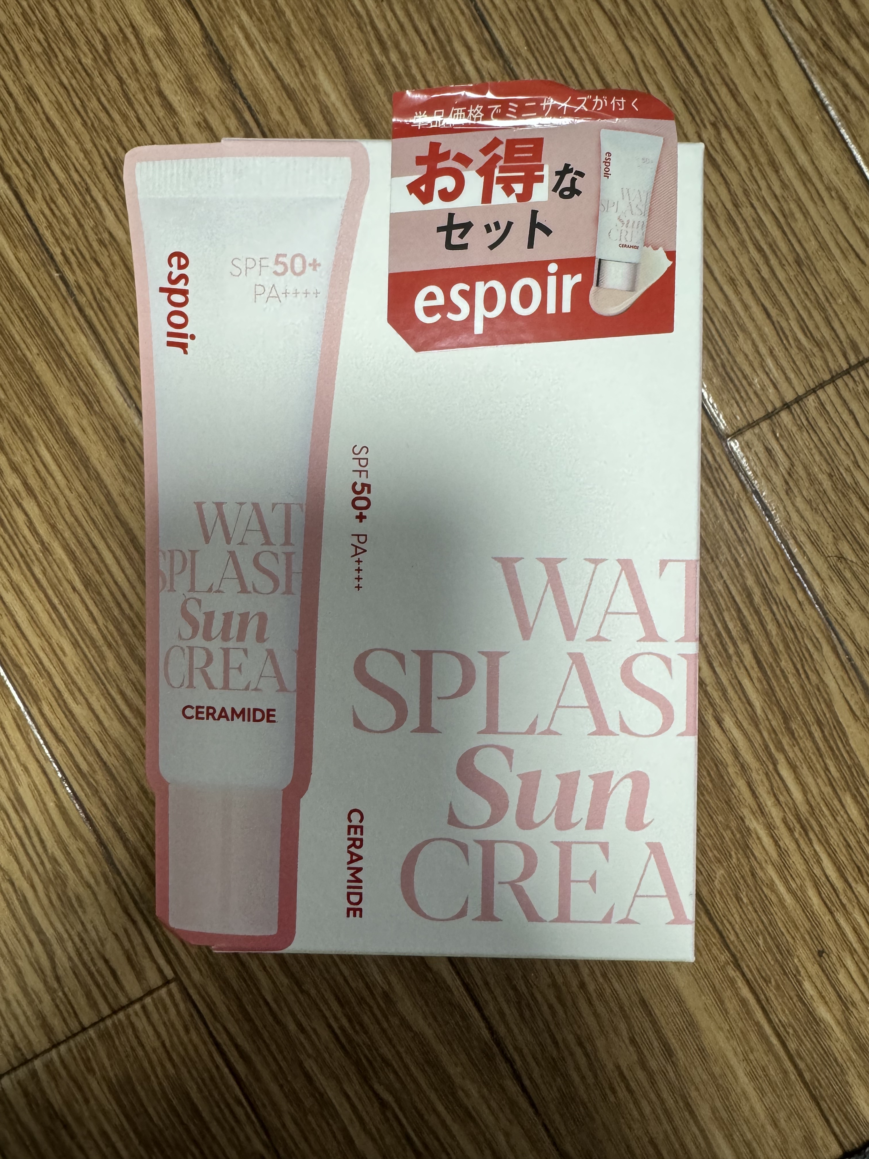 ウォータースプラッシュサンクリーム セラミド ミニ付きセット（60ml+20ml）/espoir/日焼け止めクリームを使ったクチコミ（1枚目）