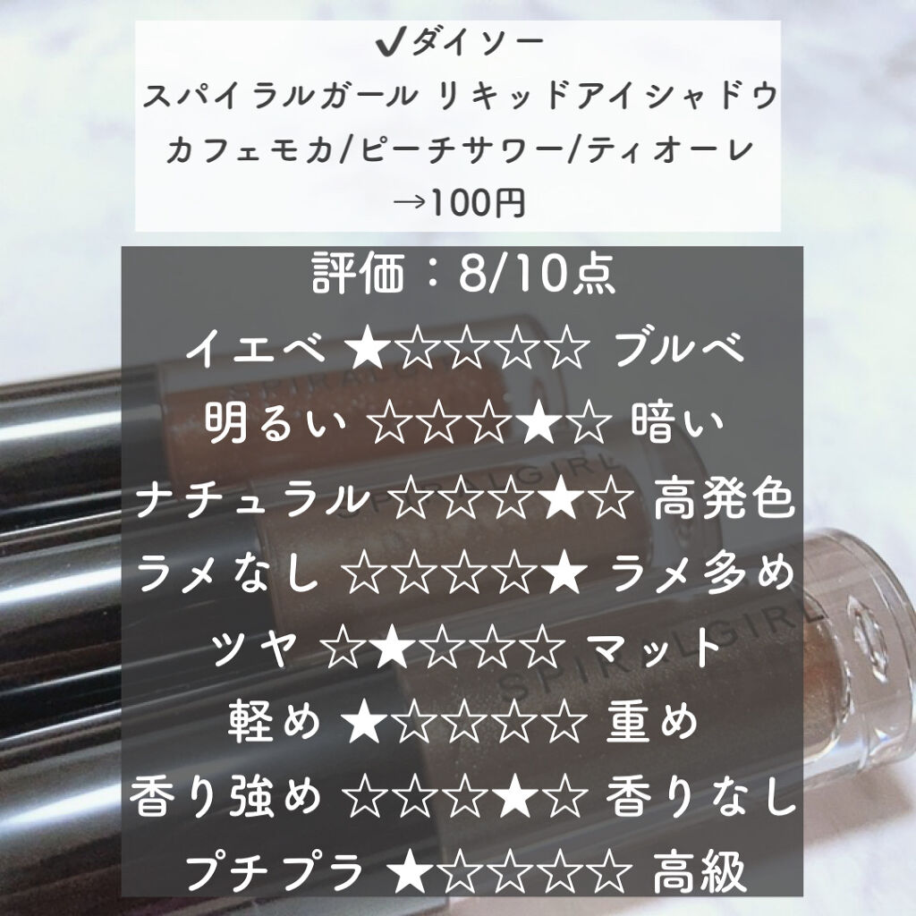 スパイラルガール リキッドアイシャドウ/DAISO/リキッドアイシャドウを使ったクチコミ（2枚目）