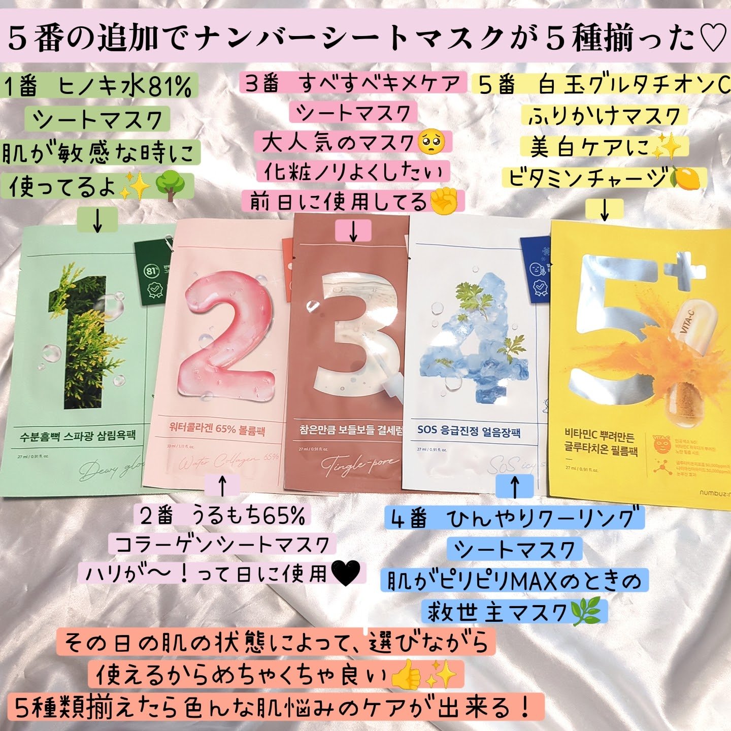 3番 すべすべキメケアシートマスク/numbuzin/シートマスク・パックを使ったクチコミ（3枚目）