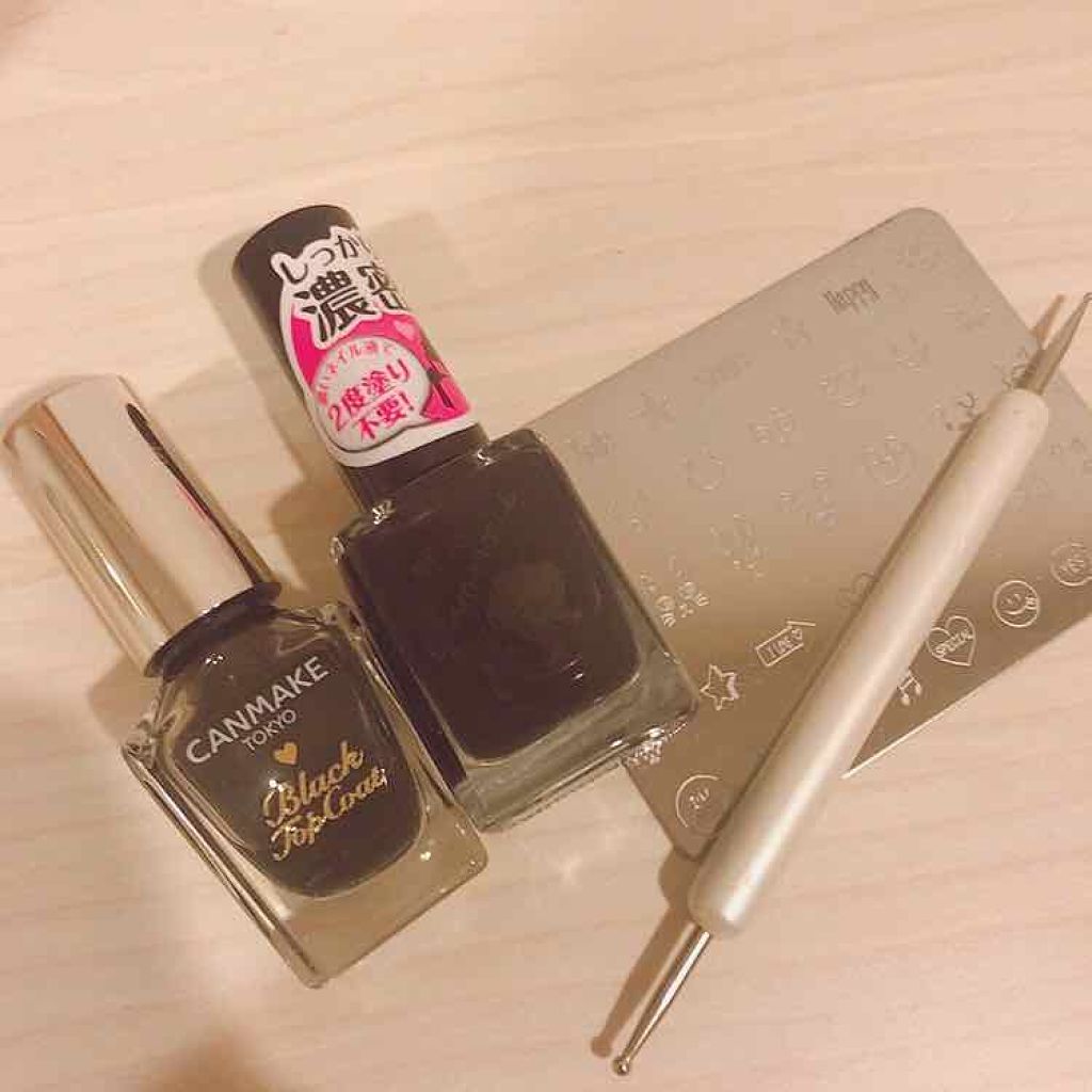 カラフルネイルズ ブラックトップコート/キャンメイク/ネイルトップコートを使ったクチコミ（3枚目）