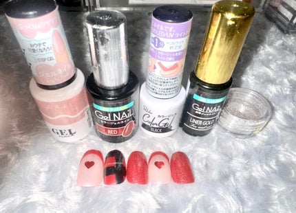 #セルフネイル,#ハートネイル,#バレンタインネイル,#チェックネイル,#フラッシュネイルのネイルデザイン