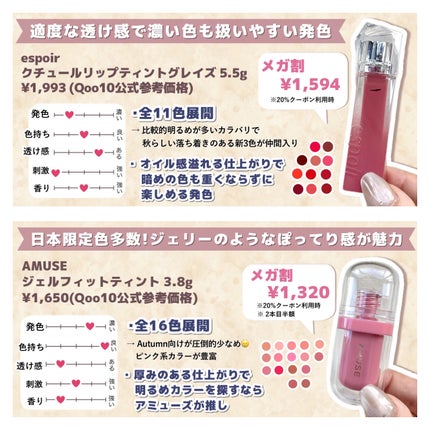 ジューシーラスティングティント/rom&nd/リップティントを使ったクチコミ(5枚目)