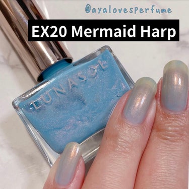 みんな大好きルナソルの限定ポリ

EX20 Mermaid Harp

例の如く楽天の先行販売でゲット
シアーなペールブルーにピンク〜オレンジのパールが揺らめく幻想的なカラー
私の手に塗っても大丈夫なの