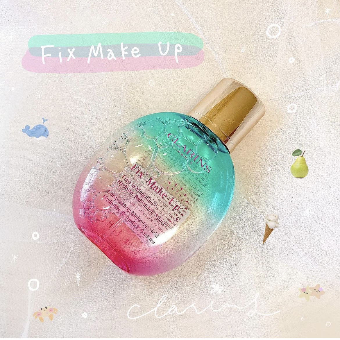フィックス メイクアップ Su21　洋ナシとバニラの限定の香り/CLARINS/ミスト状化粧水を使ったクチコミ（1枚目）
