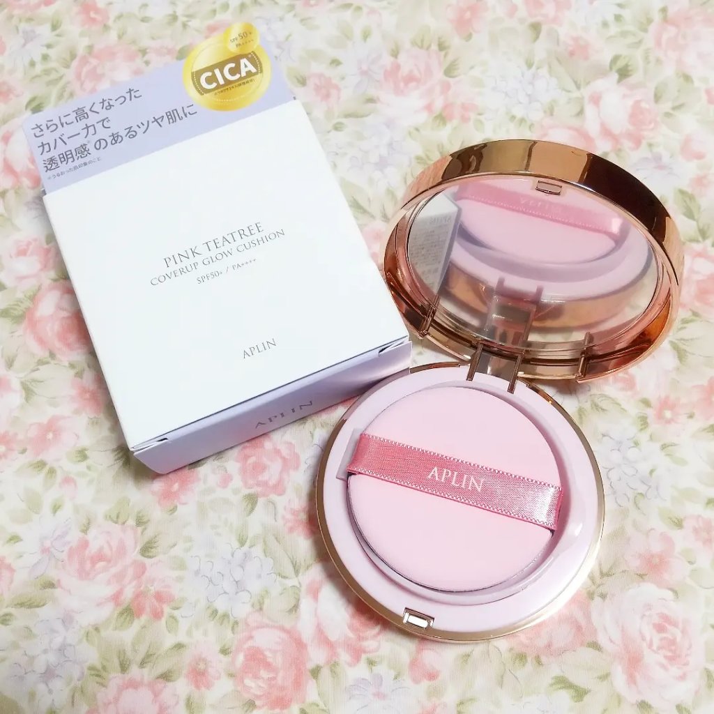 ピンクティーツリーカバーアップグロウクッション 21号 パウダリーベージュ/APLIN/クッションファンデーションを使ったクチコミ（2枚目）