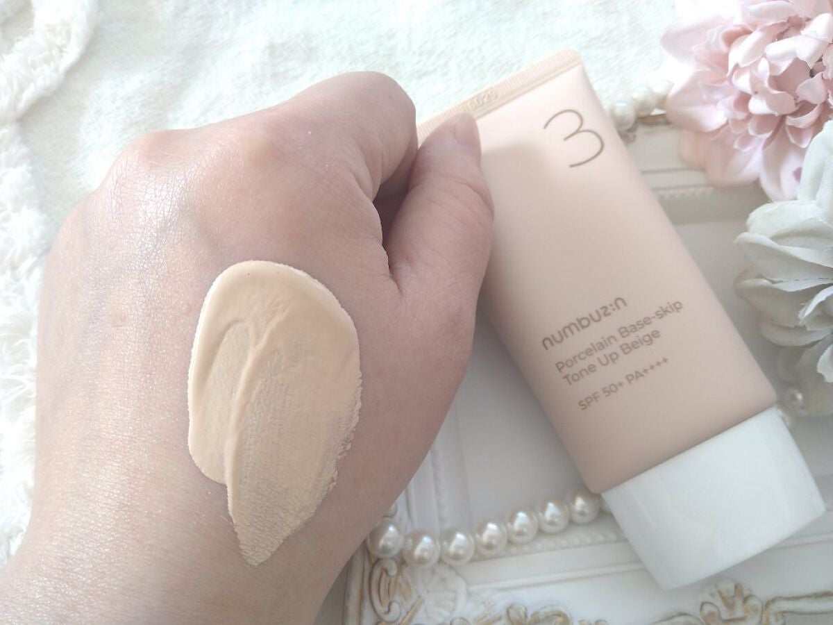 3番 ノーファンデ陶器肌トーンアップクリーム/numbuzin/化粧下地を使ったクチコミ(5枚目)