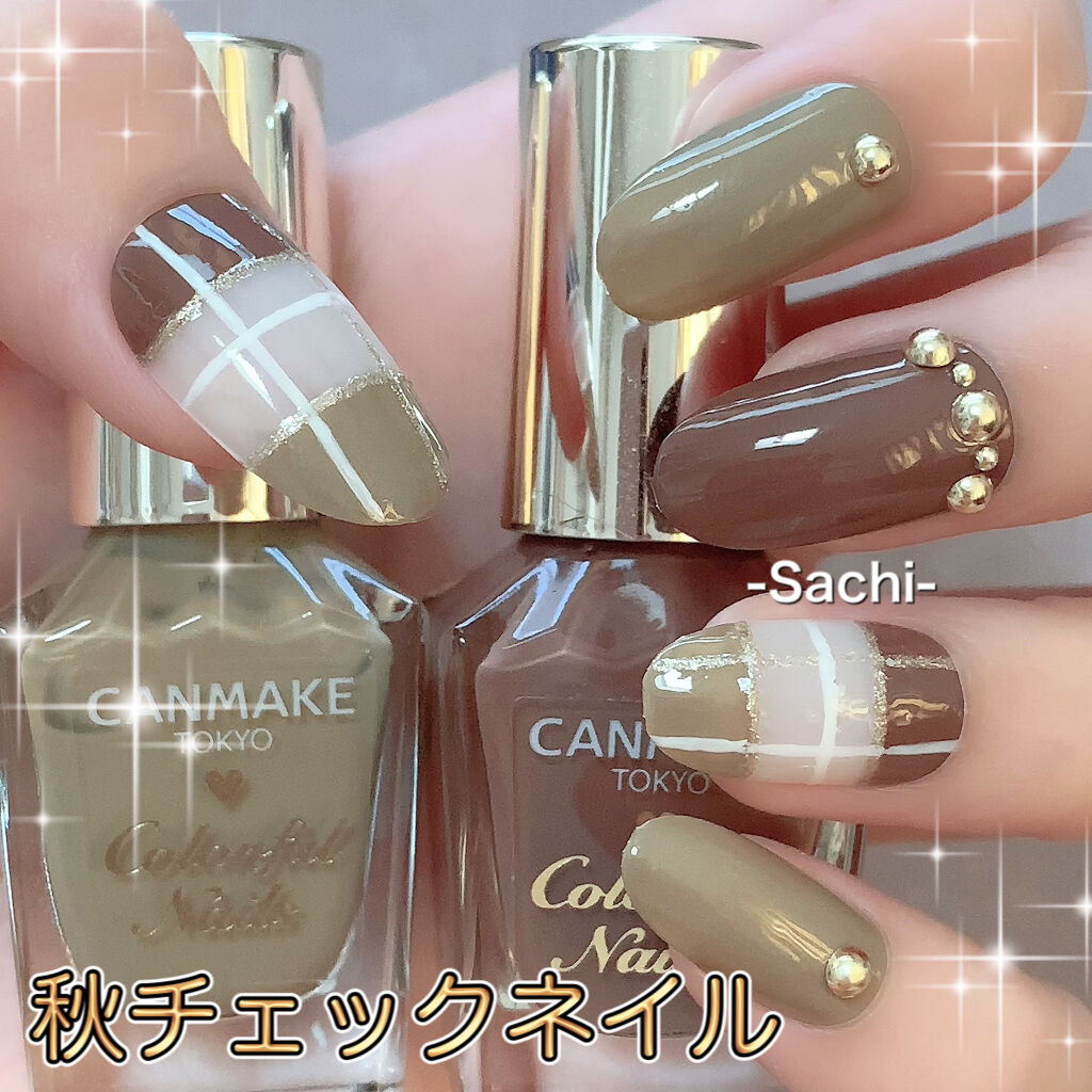 #セルフネイル,#チェックネイル,#秋ネイル,#大人ネイルのネイルデザイン